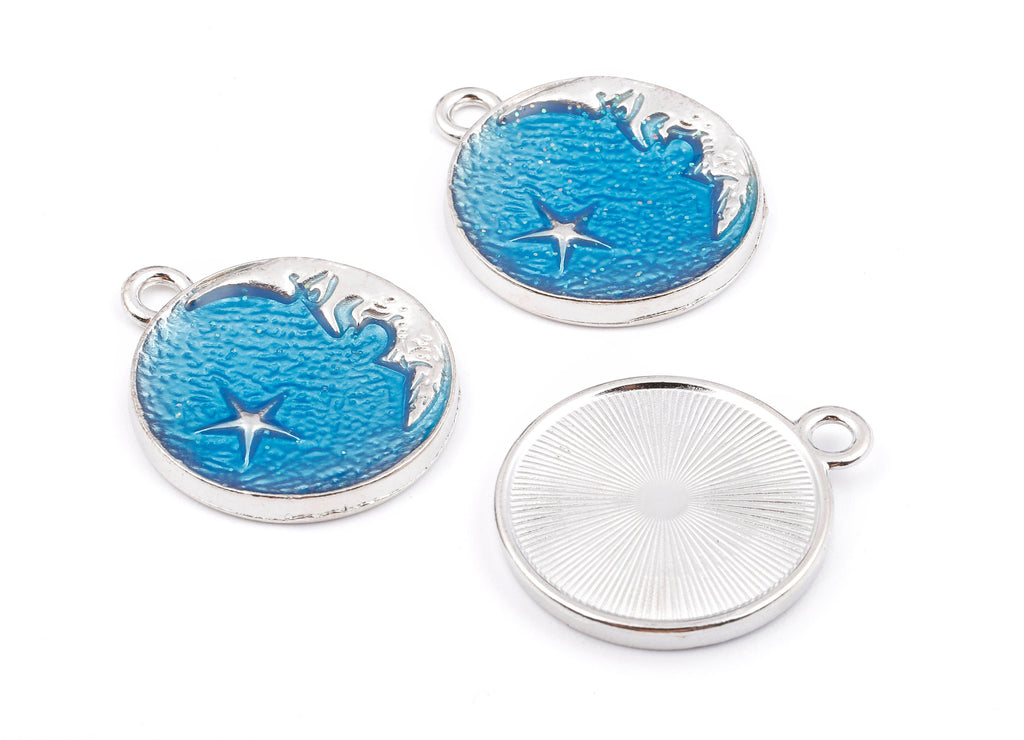 Alloy Planet Charms - Zinc Alloy Planet Earrings - Star Enamel Pendant - Necklace Pendant - 26.21x22.28x2.51mm - ZZ1413A - DOMEDBAZAAR