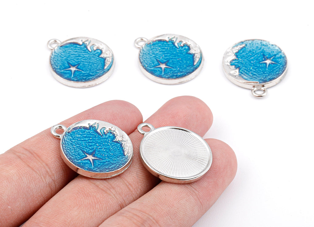 Alloy Planet Charms - Zinc Alloy Planet Earrings - Star Enamel Pendant - Necklace Pendant - 26.21x22.28x2.51mm - ZZ1413A - DOMEDBAZAAR