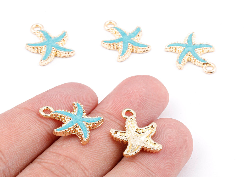 Alloy Starfish Charms - Zinc Alloy Starfish Earrings - Starfish Enamel Pendant - Necklace Pendant - 18.22x14.91x1.78mm - ZZ1410A - DOMEDBAZAAR