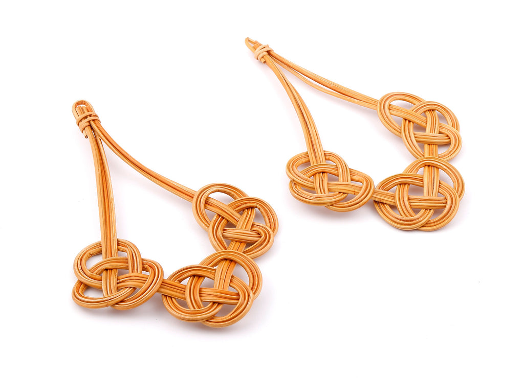 Handwoven Rattan Leaf Charms - Leaf Rattan Earrings and Pendant - Woven Earrings - Jewelery Handmade - 103.64x65.63x3.14mm - RT1309 - DOMEDBAZAAR