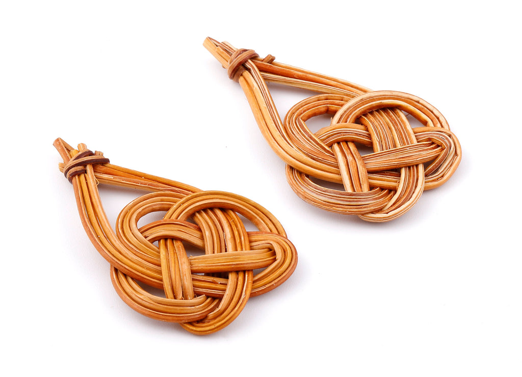 Handwoven Rattan Drop Charms - Drop Rattan Earrings andPendant - Woven Earrings - Jewelery Handmade - 56.87x32.72x4.73mm - RT1310 - DOMEDBAZAAR
