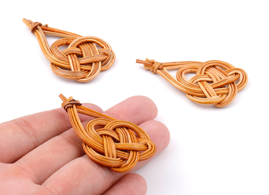 Handwoven Rattan Drop Charms - Drop Rattan Earrings andPendant - Woven Earrings - Jewelery Handmade - 56.87x32.72x4.73mm - RT1310 - DOMEDBAZAAR