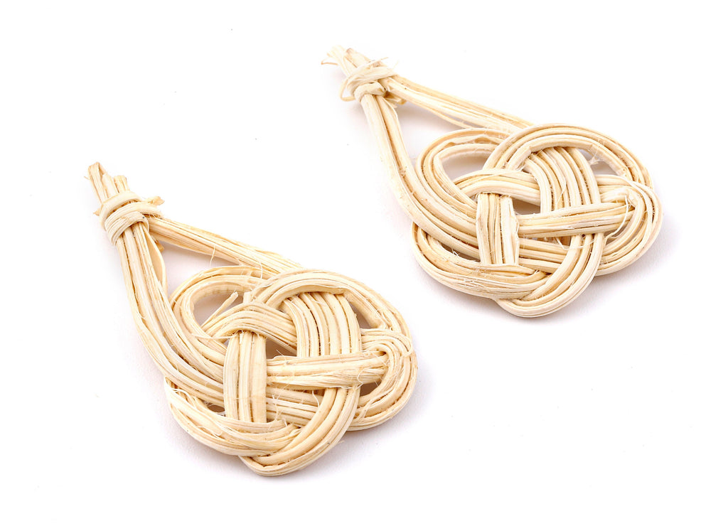 Handwoven Rattan Drop Charms - Drop Rattan Earrings and Pendant - Woven Earrings - Jewelery Handmade - 56.87x32.72x4.73mm - RT1311 - DOMEDBAZAAR