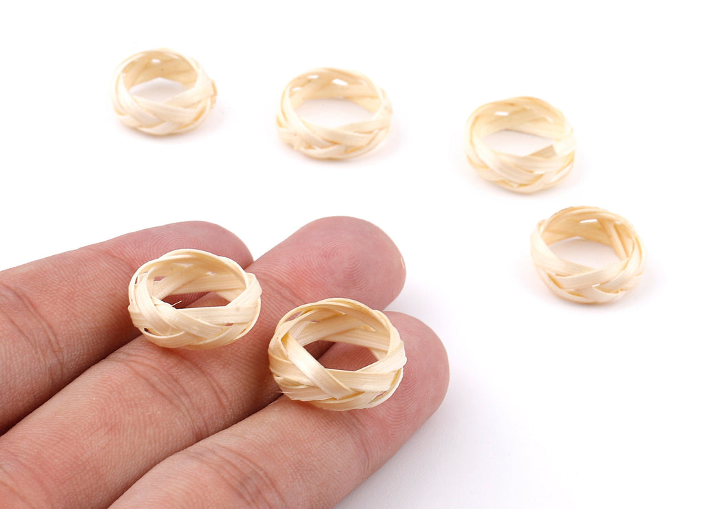 Handwoven Rattan Circle Charms - Circle Rattan Earrings and Pendant - Woven Earrings - Jewelery Handmade- 17.55x6.67x2.34mm - RT1313 - DOMEDBAZAAR