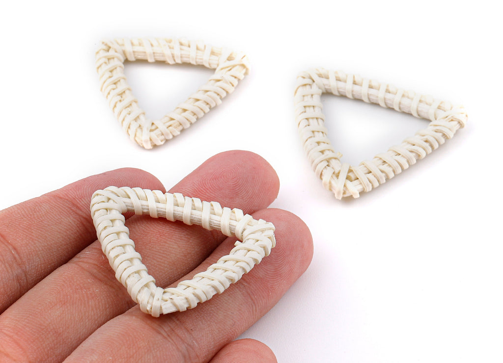 Handwoven Rattan Triangle Charms - Triangle Rattan Earrings andPendant - Woven Earrings - Jewelry Handmade - 36.45x36.45x4.2mm - RT1330 - DOMEDBAZAAR