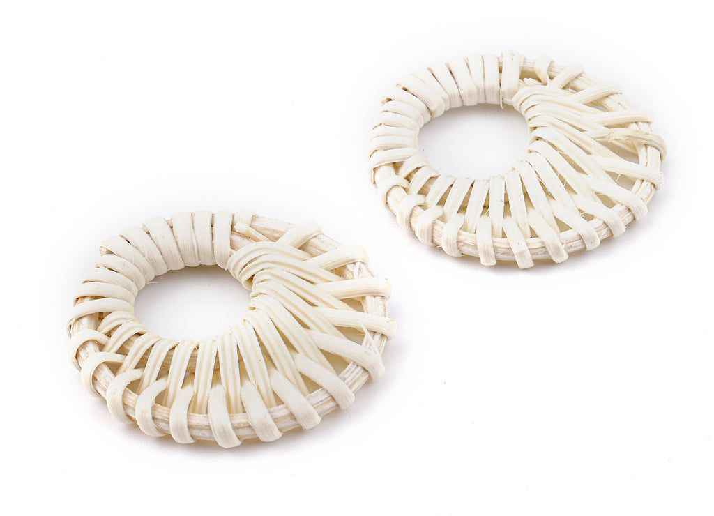 Handwoven Rattan Circle Charms - Circle Rattan Earrings and Pendant - Woven Earrings - Jewelry Handmade - 40.3x40.3x4.51mm - RT1324 - DOMEDBAZAAR