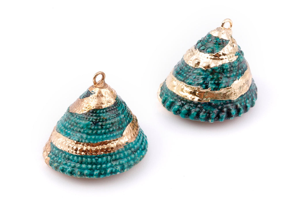 Cone Seashell Charms - Whelk Seashell Pendant - Natural Seashell Earrings - 1 Hole - 25.43x23.33mm - SF1128A - DOMEDBAZAAR