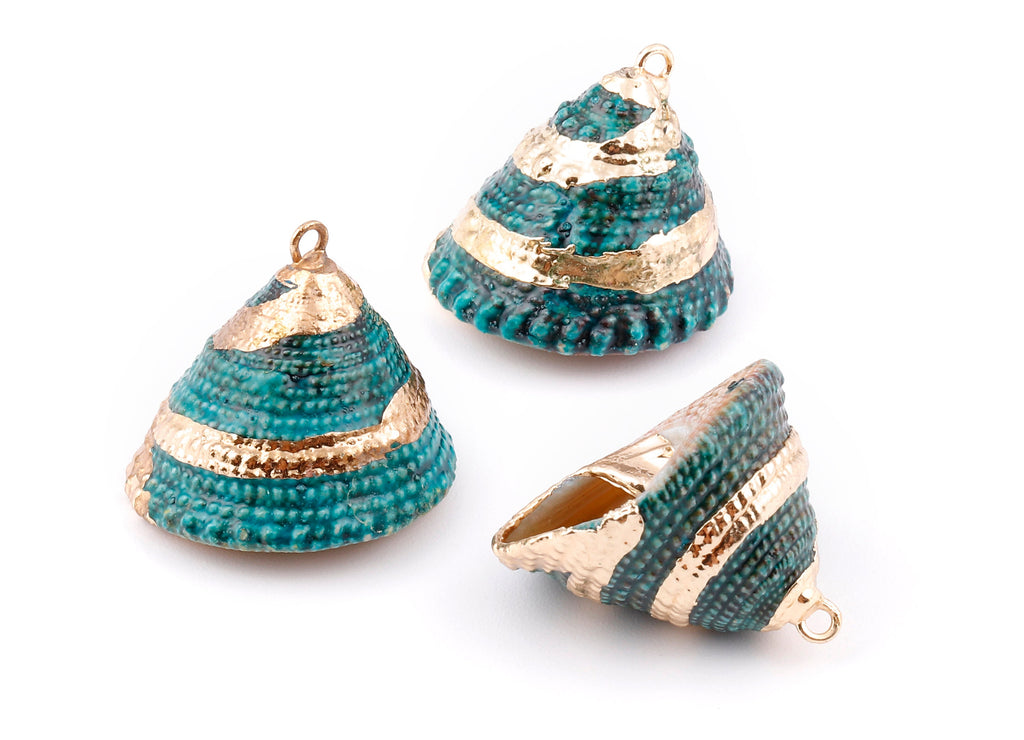 Cone Seashell Charms - Whelk Seashell Pendant - Natural Seashell Earrings - 1 Hole - 25.43x23.33mm - SF1128A - DOMEDBAZAAR