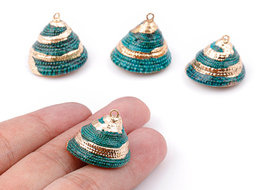 Cone Seashell Charms - Whelk Seashell Pendant - Natural Seashell Earrings - 1 Hole - 25.43x23.33mm - SF1128A - DOMEDBAZAAR
