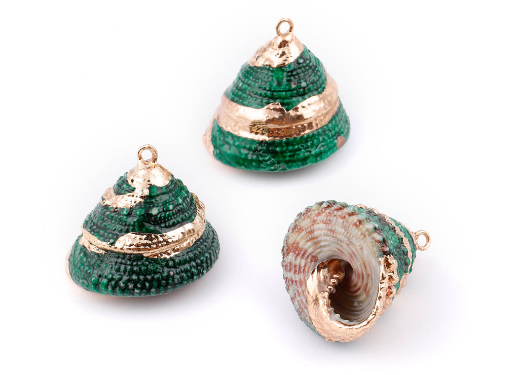 Cone Seashell Charms - Whelk Seashell Pendant - Natural Seashell Earrings - 1 Hole - 25.43x23.33mm - SF1128C - DOMEDBAZAAR