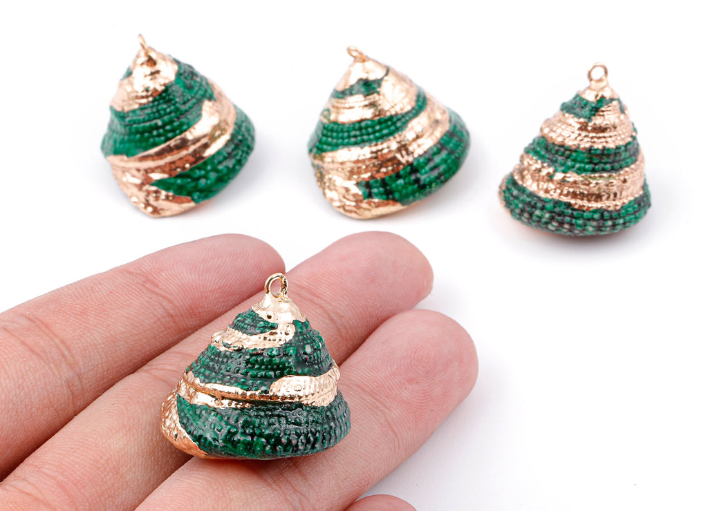 Cone Seashell Charms - Whelk Seashell Pendant - Natural Seashell Earrings - 1 Hole - 25.43x23.33mm - SF1128C - DOMEDBAZAAR