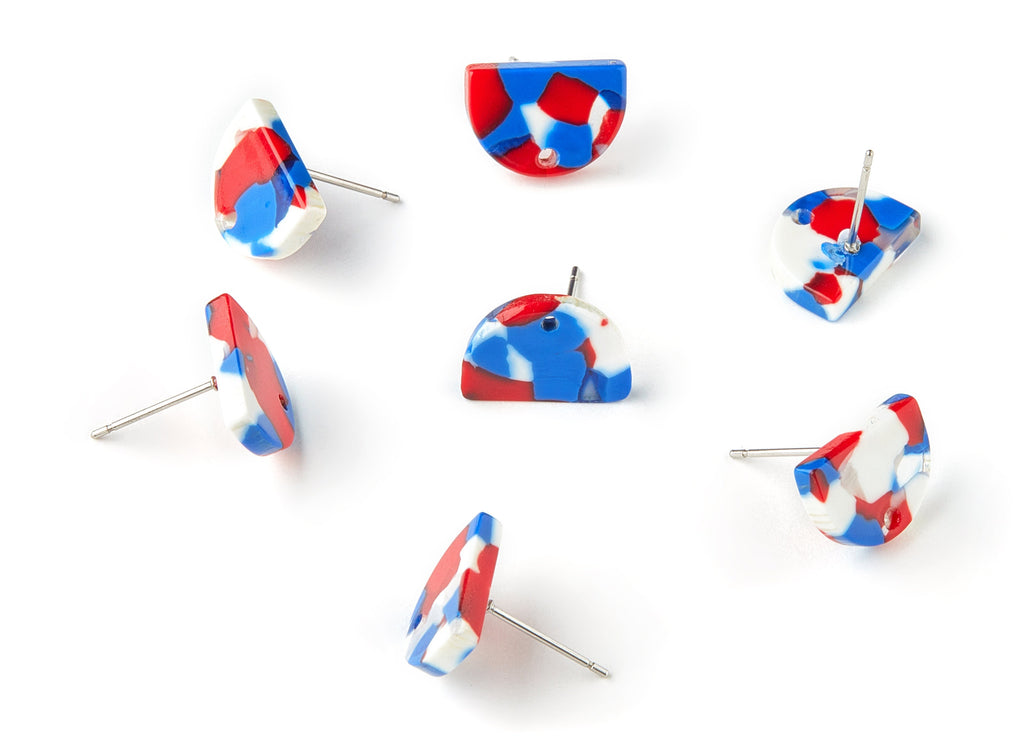 Acetate D Earring Stud - D Earring Post and Stud - Earring Findings - Jewelry Supplies - Color Code: A73 - 13.85x9.75x2.48mm - AC1632-A73 - DOMEDBAZAAR