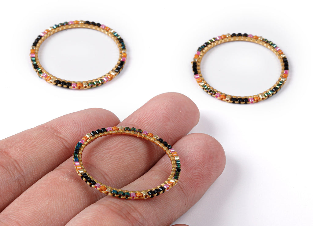 Beaded Circle Charms - Japanese Miyuki seed beads - Handmade Miyuki Beaded Pendant - Kenyan Brass Earrings - 30.78x30.78x1.46mm - TH1008 - DOMEDBAZAAR