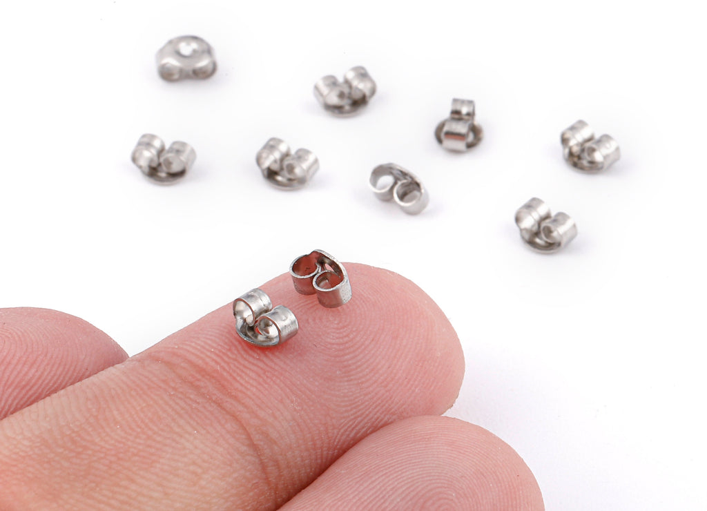 Stainless Steel Earring Stud Back - Stainless Steel Earring Post Nuts & Earring Wire Backs - Jewelry Supplies - 5.03 x4.04mm - SS1011 - DOMEDBAZAAR