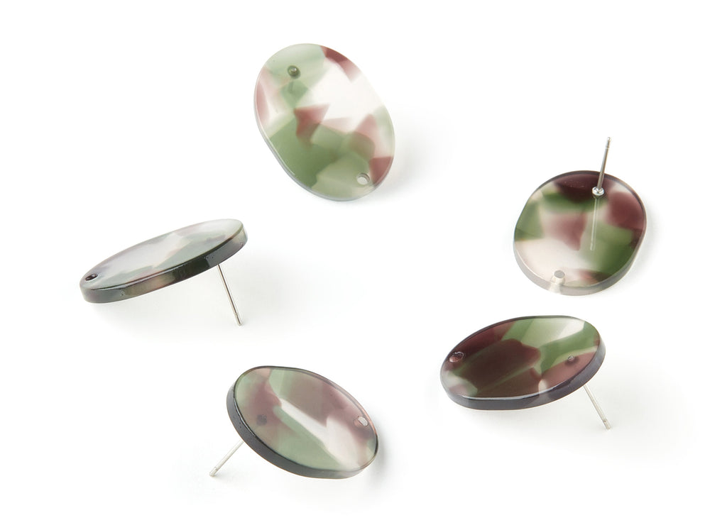 Acetate Oval Earring Stud - Oval Earring Post and Stud - Earring Findings - Color Code: A349 - 26.49x19.2x2.45mm - AC1002-A349 - DOMEDBAZAAR
