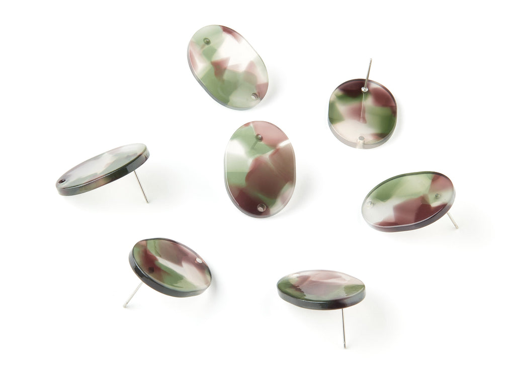 Acetate Oval Earring Stud - Oval Earring Post and Stud - Earring Findings - Color Code: A349 - 26.49x19.2x2.45mm - AC1002-A349 - DOMEDBAZAAR