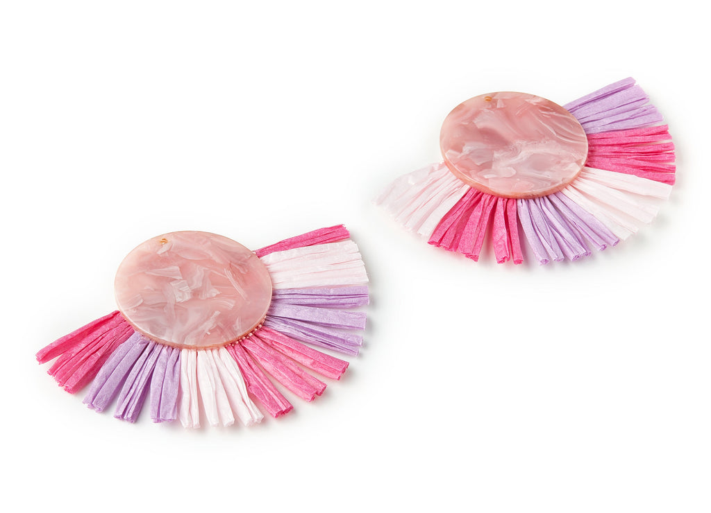 Acetate Tassels Fan Charms - Tassels Fan Single Layer Raffia - Earring Findings - Color Code: A26 - 77.71x55.53x4mm - AC1624-A26-A - DOMEDBAZAAR