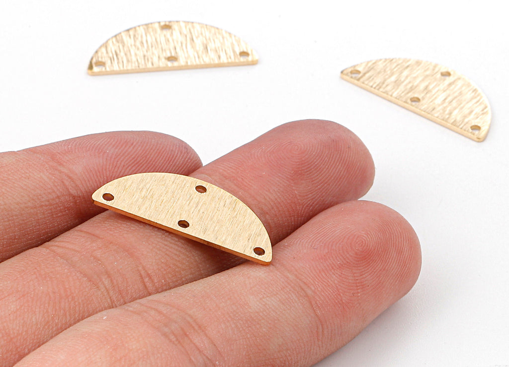 Brass Moon Connector - Raw Brass Circle Connectors With 4Holes - Jewelry Supplies - 25x11x0.8mm - PP2346 - DOMEDBAZAAR
