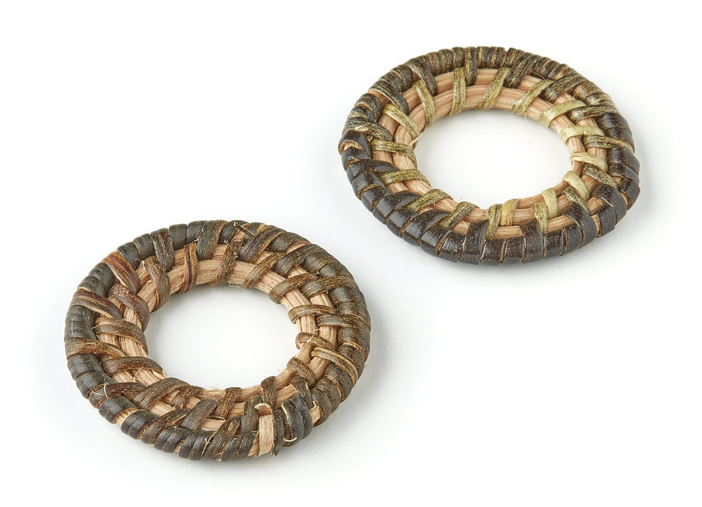 Handwoven Circle Rattan Charms - Circle Rattan Earrings and Pendant - Wooden Straw Earrings - Jewelry Handmade - 44.42x44.42x4.71mm - RT1222 - DOMEDBAZAAR