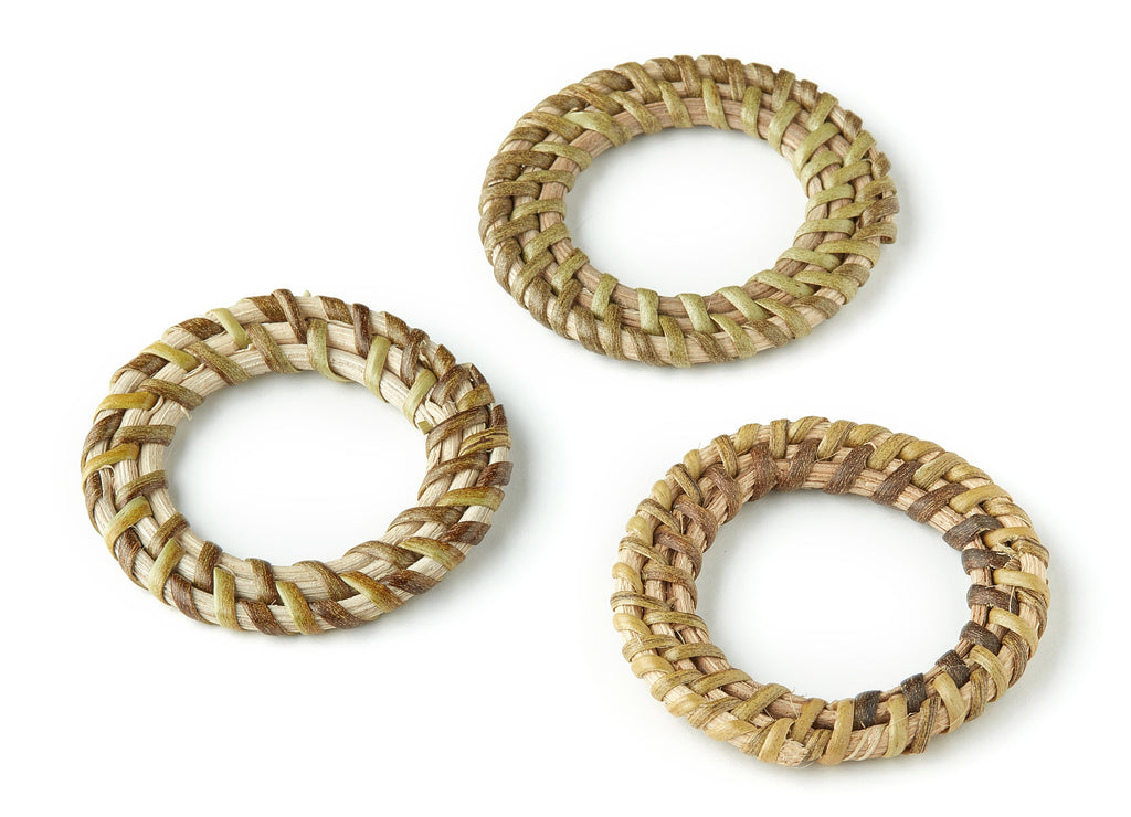 Handwoven Circle Rattan Charms - Circle Rattan Earrings and Pendant - Wooden Straw Earrings - Jewelry Handmade - 49.77x49.77x1.07mm - RT1208 - DOMEDBAZAAR