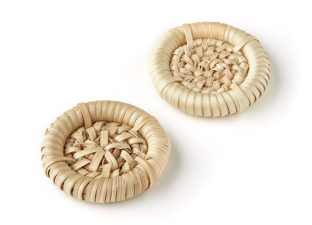 Handwoven Rattan Round Charms - Round Rattan Earrings and Pendant - Wooden Straw Earrings - Jewelry Handmade - 39.63x39.63x7mm - RT1229 - DOMEDBAZAAR