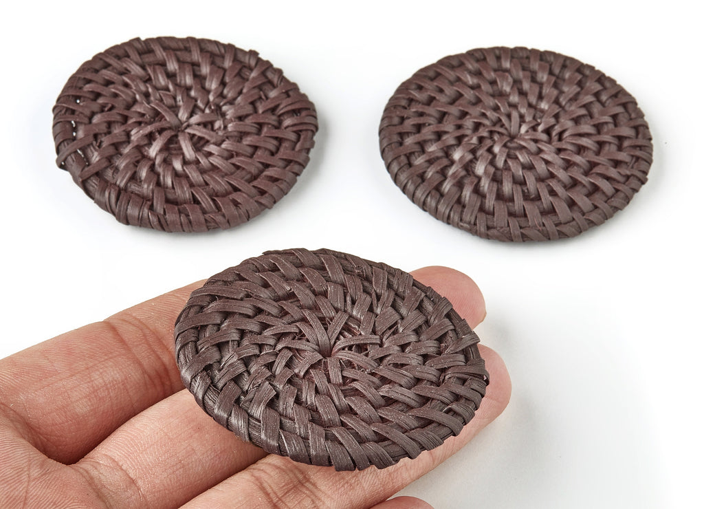 Handwoven Rattan Round Charms - Round Rattan Earrings and Pendant - Wooden Straw Earrings - Jewelry Handmade - 51.43x51.43x4.64mm - RT1248 - DOMEDBAZAAR