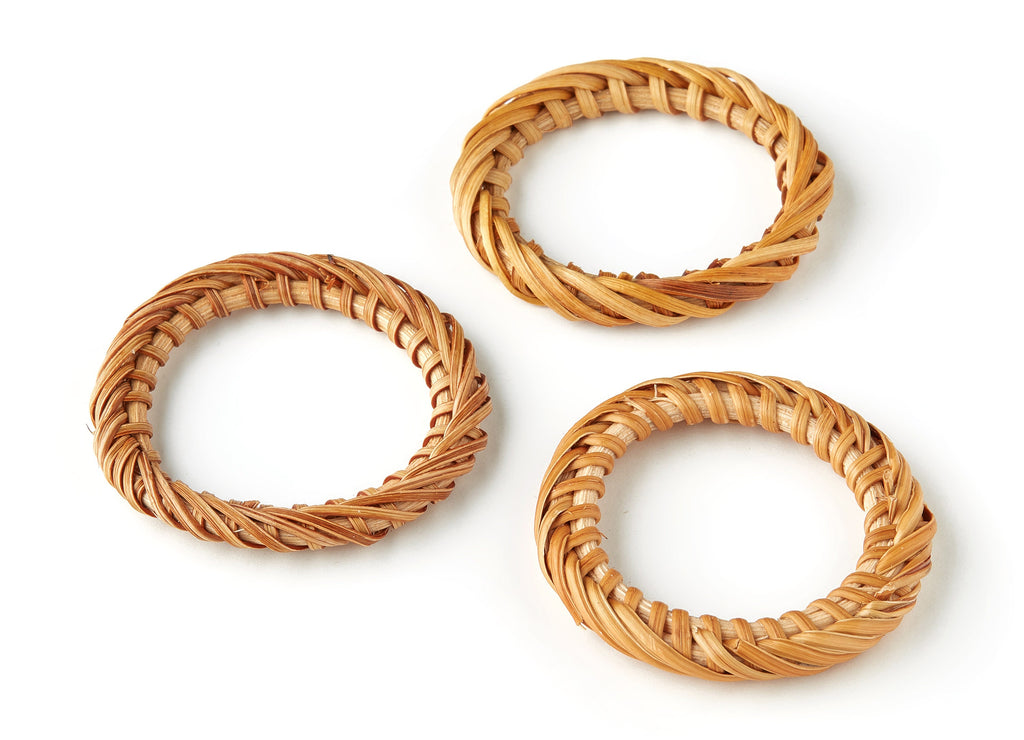 Handwoven Rattan Circle Charms - Circle Rattan Earrings and Pendant - Wooden Straw Earrings - Jewelry Handmade - 49.71x49.71x5.93mm - RT1242 - DOMEDBAZAAR