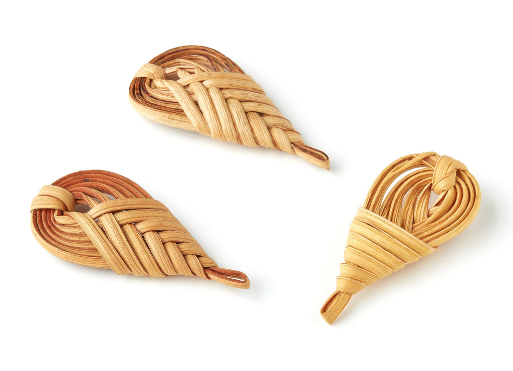 Handwoven Rattan Drop Charms - Drop Rattan Earrings and Pendant - Wooden Straw Earrings - Jewelry Handmade - 50.74x25.79x5.96mm - RT1238 - DOMEDBAZAAR