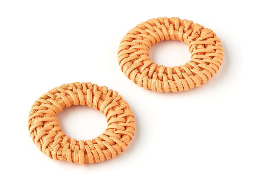 Handwoven Rattan Circle Charms - Circle Rattan Earrings and Pendant - Wooden Straw Earrings - Jewelry Handmade - 43.35x43.35x5.5mm - RT1254C - DOMEDBAZAAR