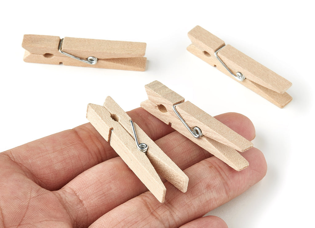 Wooden Mini Clothespins - Hanging Photos - Picture Hanger - Clothespins Findings - 48.15x6.45x9.7mm - BB1062 - DOMEDBAZAAR