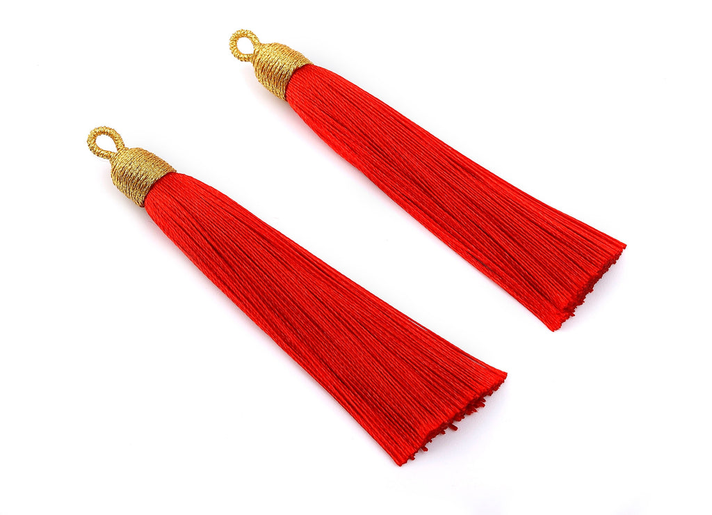 Silky Tassels with Loop Charms - Silky Tassels Earrings and Pendant - Boho Earrings - Earring Accessories - 84.37x9.59mm - TS1004 - DOMEDBAZAAR