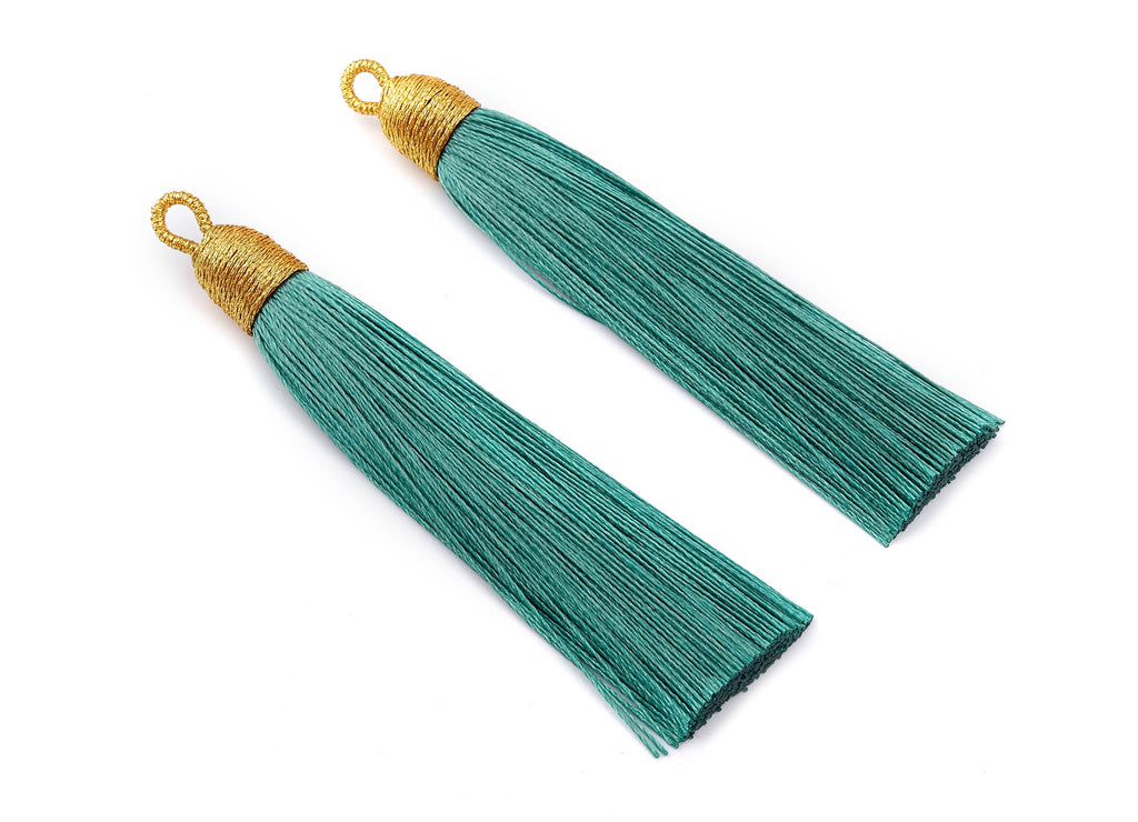 Silky Tassels with Loop Charms - Silky Tassels Earrings and Pendant - Boho Earrings - Earring Accessories - 84.37x9.59mm - TS1010 - DOMEDBAZAAR
