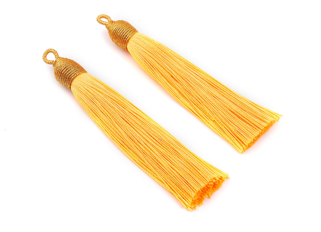 Silky Tassels with Loop Charms - Silky Tassels Earrings and Pendant - Boho Earrings - Earring Accessories - 84.37x9.59mm - TS1012 - DOMEDBAZAAR