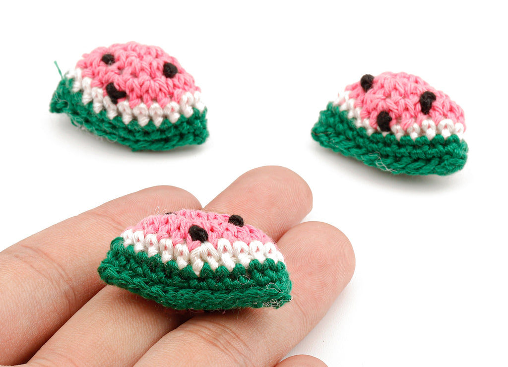 Crochet Watermelon Earrings - Crochet Watermelon Charms and Pendant - Handmade Earrings - 34.86x34.86x15.44mm - TS1075 - DOMEDBAZAAR