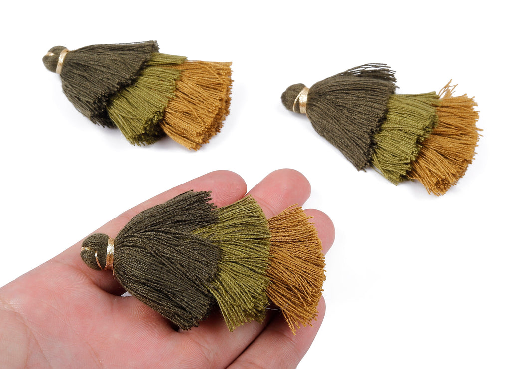 3 Layers Tassel Charms - Tiered Tassel Earrings - Stacked Tassel Pendant - Tiered Tassels for Earrings and Key Chain - 79.7x18.32mm - TS1045 - DOMEDBAZAAR