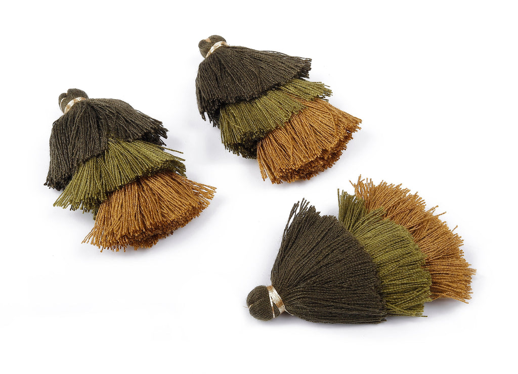 3 Layers Tassel Charms - Tiered Tassel Earrings - Stacked Tassel Pendant - Tiered Tassels for Earrings and Key Chain - 79.7x18.32mm - TS1045 - DOMEDBAZAAR