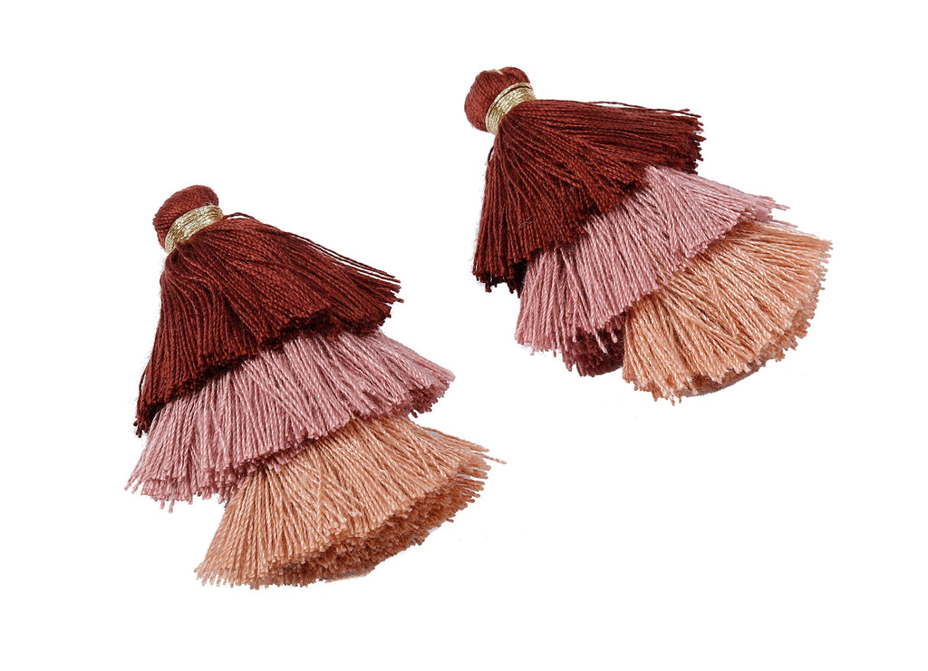 3 Layers Tassel Charms - Tiered Tassel Earrings - Stacked Tassel Pendant - Tiered Tassels for Earrings and Key Chain - 79.7x18.32mm - TS1046 - DOMEDBAZAAR