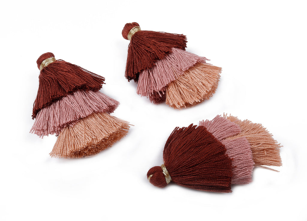3 Layers Tassel Charms - Tiered Tassel Earrings - Stacked Tassel Pendant - Tiered Tassels for Earrings and Key Chain - 79.7x18.32mm - TS1046 - DOMEDBAZAAR