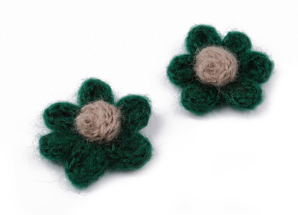 Crochet Flower Earrings - Knit Weaving Flower Earrings - Crochet Flower Pendant - Handmade Flower Earrings - 32.33x32.33x9.91mm - TS1082D - DOMEDBAZAAR