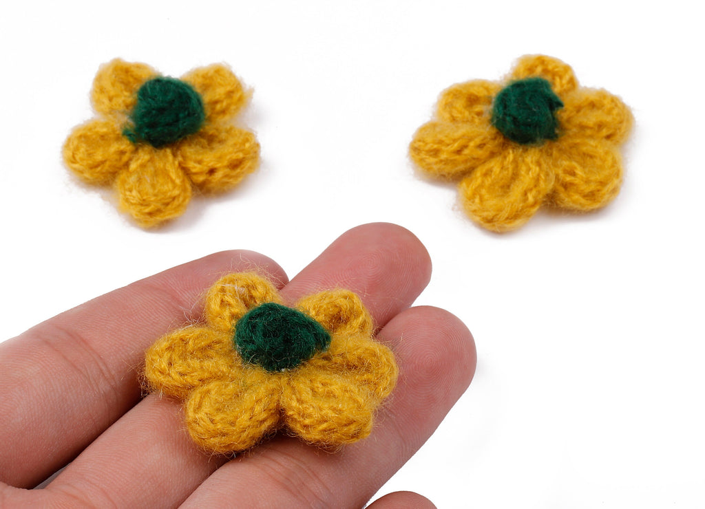 Crochet Flower Earrings - Knit Weaving Flower Earrings - Crochet Flower Pendant - Handmade Flower Earrings - 32.33x32.33x9.91mm - TS1082G - DOMEDBAZAAR