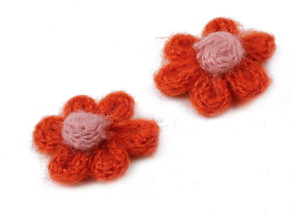 Crochet Flower Earrings - Knit Weaving Flower Earrings - Crochet Flower Pendant - Handmade Flower Earrings - 32.33x32.33x9.91mm - TS1082J - DOMEDBAZAAR