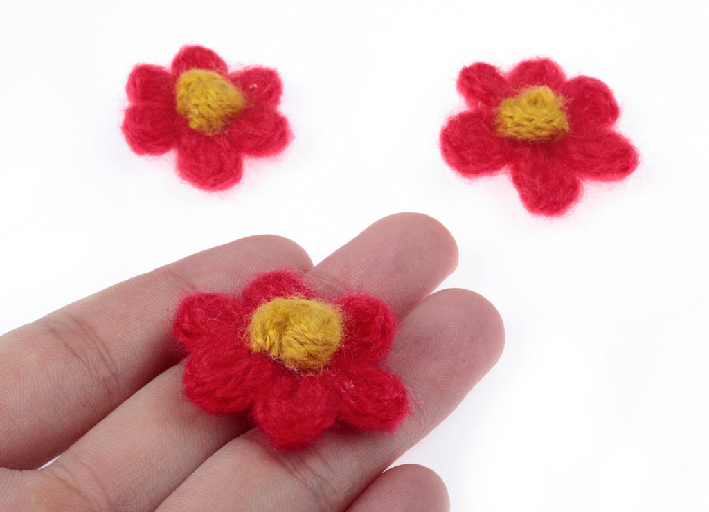 Crochet Flower Earrings - Knit Weaving Flower Earrings - Crochet Flower Pendant - Handmade Flower Earrings - 32.33x32.33x9.91mm - TS1082B - DOMEDBAZAAR