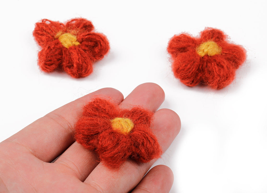 Crochet Flower Earrings - Knit Weaving Flower Earrings - Crochet Flower Pendant - Handmade Flower Earrings - 40.29x40.29x3.99mm - TS1081E - DOMEDBAZAAR