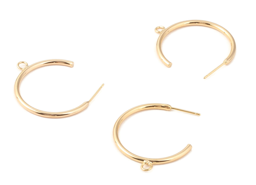 Brass C  Earing Post  - Brass C Earring Stud - 18K Real Gold Plated Ear Wire - Jewelry Supplies - 33.3x32.52x2.06mm - RGP1055 - DOMEDBAZAAR