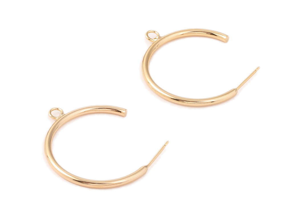 Brass C  Earing Post  - Brass C Earring Stud - 18K Real Gold Plated Ear Wire - Jewelry Supplies - 33.3x32.52x2.06mm - RGP1055 - DOMEDBAZAAR