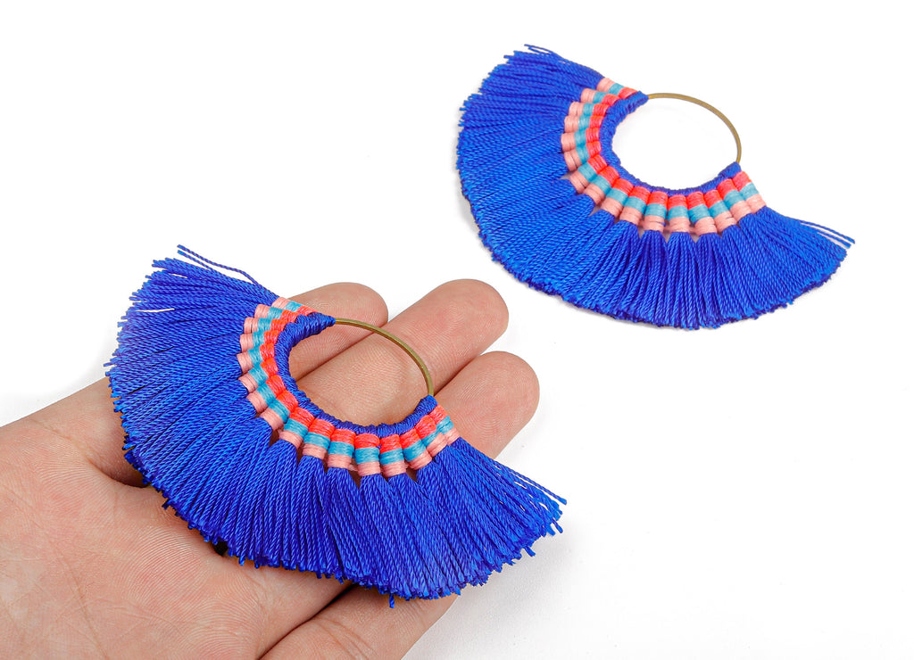 Fan Tassel Earring Charms with Ring - Tassel earring pendant - Fan Ring Earrings - Earring Accessories - 84.57x60.13x5.51mm - TS1101 - DOMEDBAZAAR