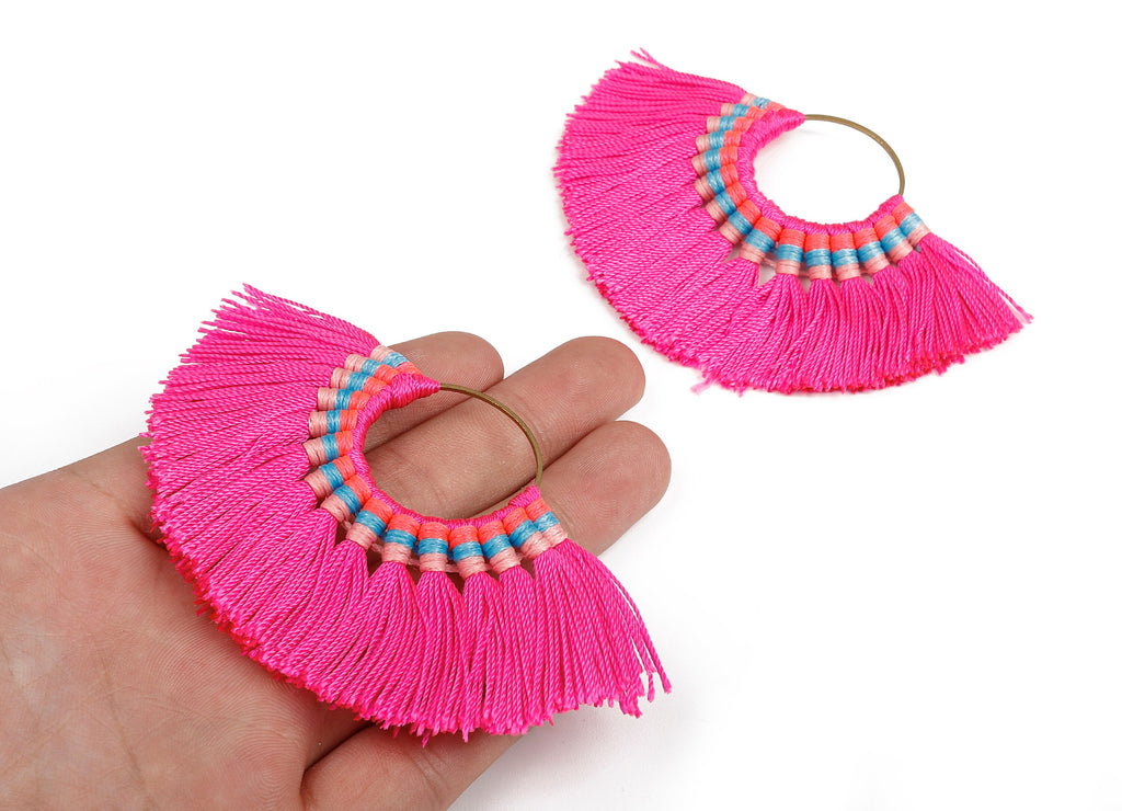 Fan Tassel Earring Charms with Ring - Tassel earring pendant - Fan Ring Earrings - Earring Accessories - 84.57x60.13x5.51mm - TS1104 - DOMEDBAZAAR