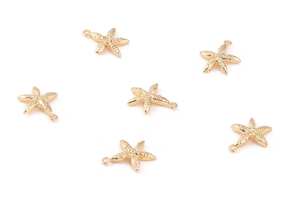 Brass Starfish Charms - Brass Starfish Pendant - 18K Real Gold Plated Brass - Jewelry Supplies -  15.86x13.17x1.73mm - RGP1218 - DOMEDBAZAAR
