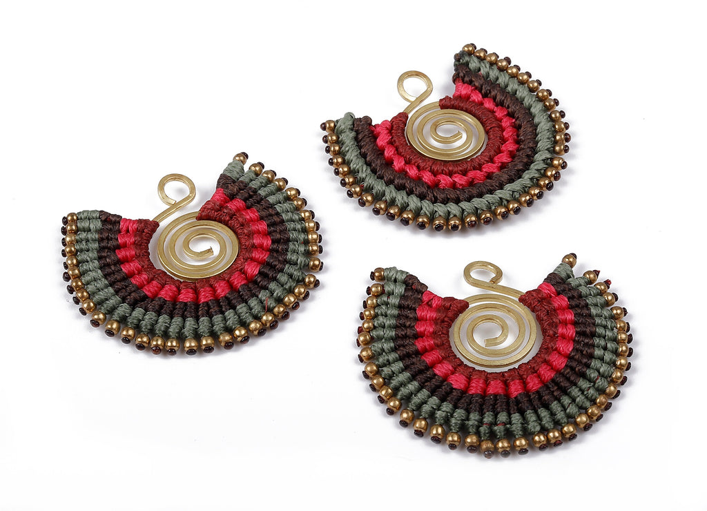 Fan Tassel Earring Charms with Beads - Tassel earring pendant - Fan Earrings Accessories - Jewelry Supplies - 42.79x36.38x3.29mm - TS1116 - DOMEDBAZAAR