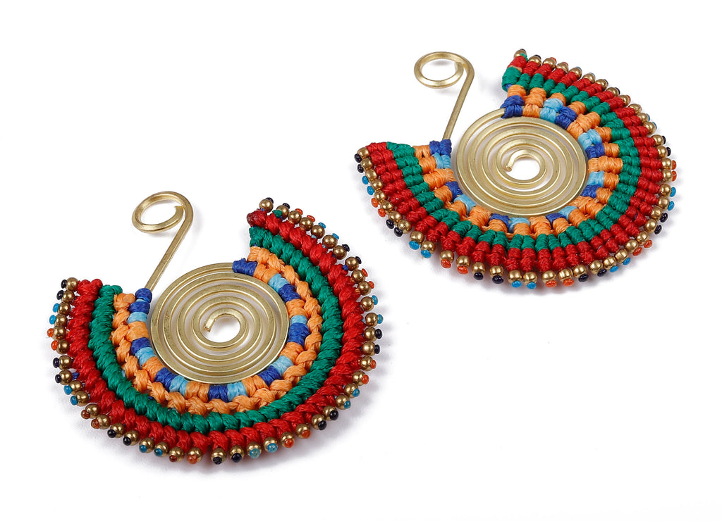 Fan Tassel Brass Charms - Tassel earring pendant with Beads - Fan Earrings Accessories - Jewelry Supplies - 47.39x47.14x2.94mm - TS1120 - DOMEDBAZAAR